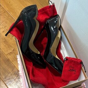 Christian Louboutin Black Patent Leather Heels Hot Chick 100